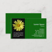 Black Side Band Flower - Yellow Daisy - Green Business Card (Front/Back)