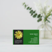 Black Side Band Flower - Yellow Daisy - Green Business Card (Standing Front)