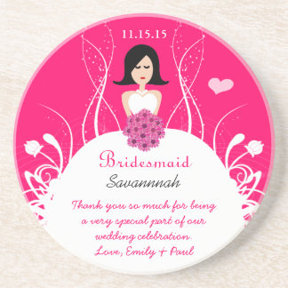 Black Side Part Bridesmaid Wedding Gown Coaster