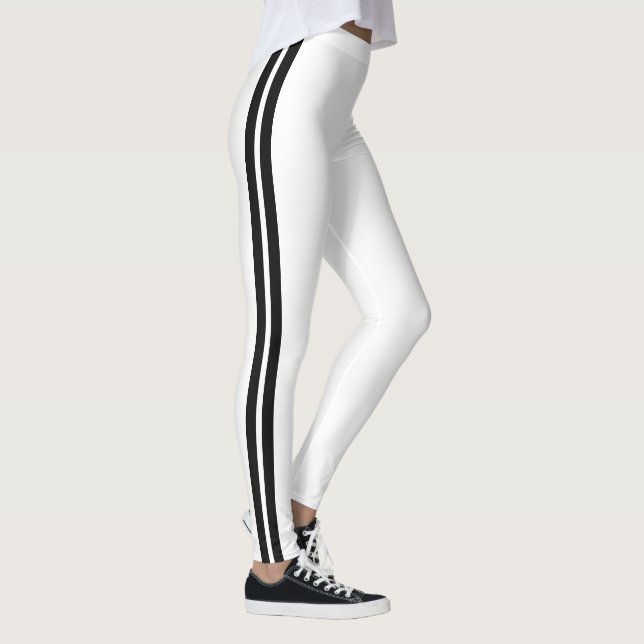 Black Side Stripe White Leggings Choose Your Color (Right)