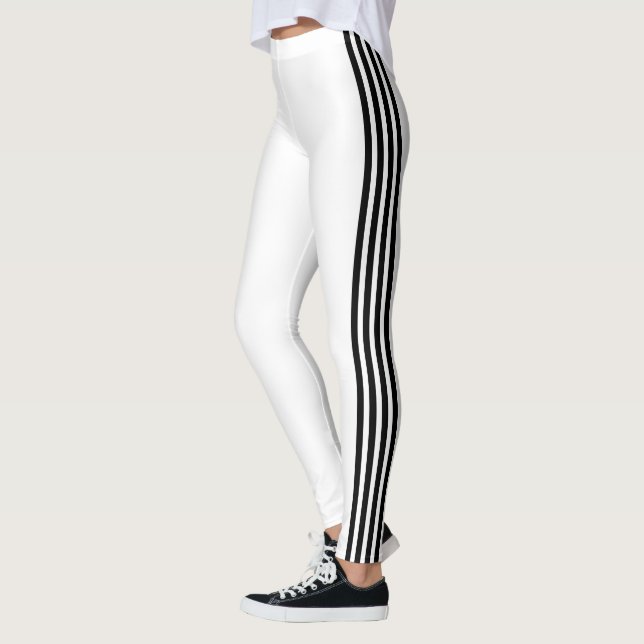 Black Side Stripe White Leggings Custom Colors (Left)