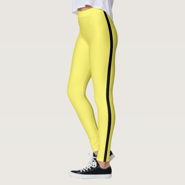 Black Side Stripe Yellow Leggings Choose Colors (Left)