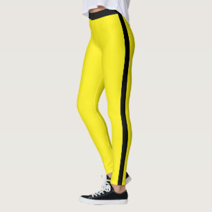 Black Side Stripe Yellow Leggings or Choose Colors