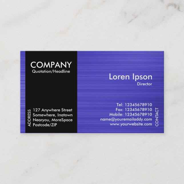 Black SideBand - Blue Brushed Tex Business Card (Front)