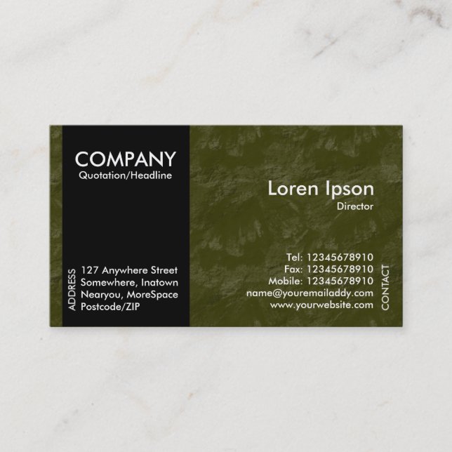 Black SideBand - Dark Green Petal Brushed Tex II Business Card (Front)