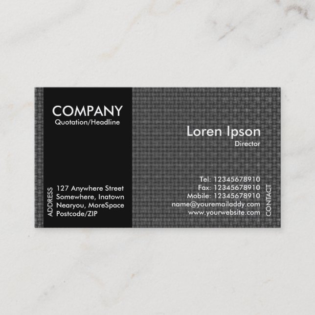 Black SideBand - Gray Fabric Texture Business Card (Front)