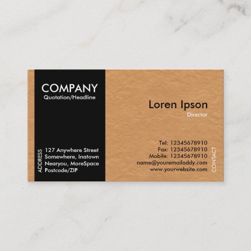 Customizable Black SideBand - Lght Brown Paper Texture Business Card Templates