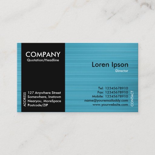 Customizable Black SideBand - Light Blue Brushed Tex Business Card