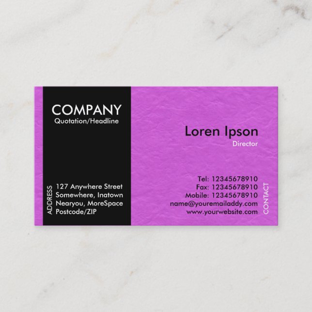Black SideBand - Magenta Paper Texture Business Card (Front)