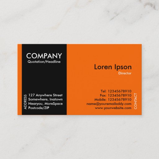 Customizable Black SideBand - Orange Business Card