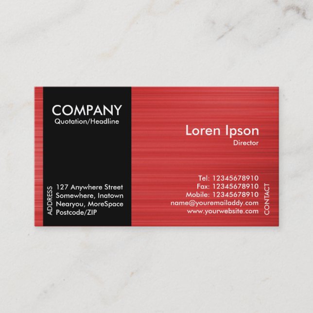 Black SideBand - Red Brushed II Tex Business Card (Front)