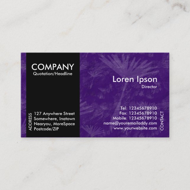 Black SideBand - Violet Dandylion Shadow Tex Business Card (Front)
