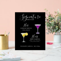 Black Signature drinks acrylic sign, His and hers