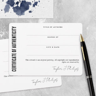 Black Signature Script Certificate of Authenticity