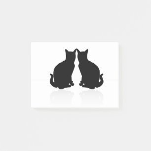 black silhouette 2 cats post-it notes