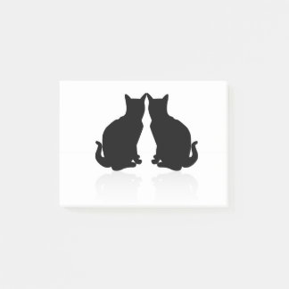 black silhouette 2 cats post-it notes