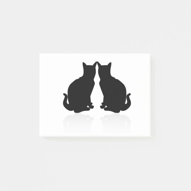 black silhouette 2 cats post-it notes (Front)