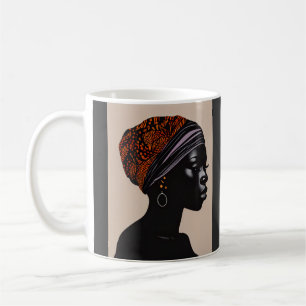 Black Silhouette African American Woman Head Wrap Coffee Mug