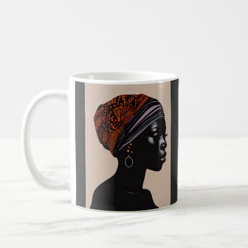 Black Silhouette African American Woman Head Wrap Coffee Mug