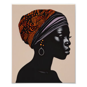 Black Woman Artwork, African American Girl Painting, Afrocentric Head Wrap top Décor