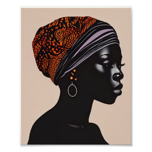Black Silhouette African American Woman Head Wrap Photo Print