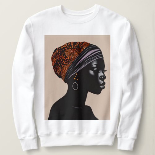 Black Silhouette African American Woman Head Wrap Sweatshirt