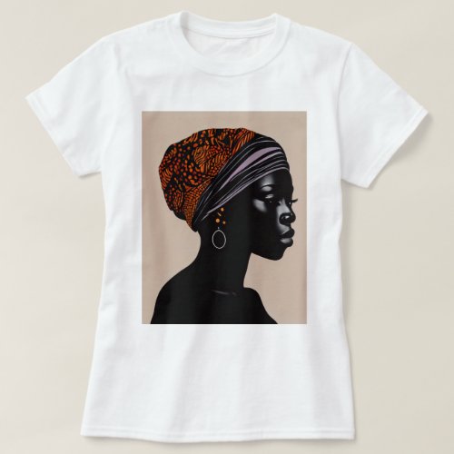 Black Silhouette African American Woman Head Wrap T_Shirt