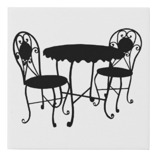Black Silhouette Art Bistro Furniture Set Faux Canvas Print
