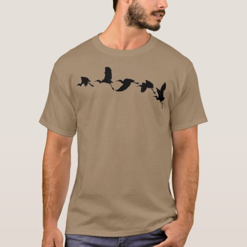 Black Silhouette Bird Swarm Wild Goose Geese T_Shirt
