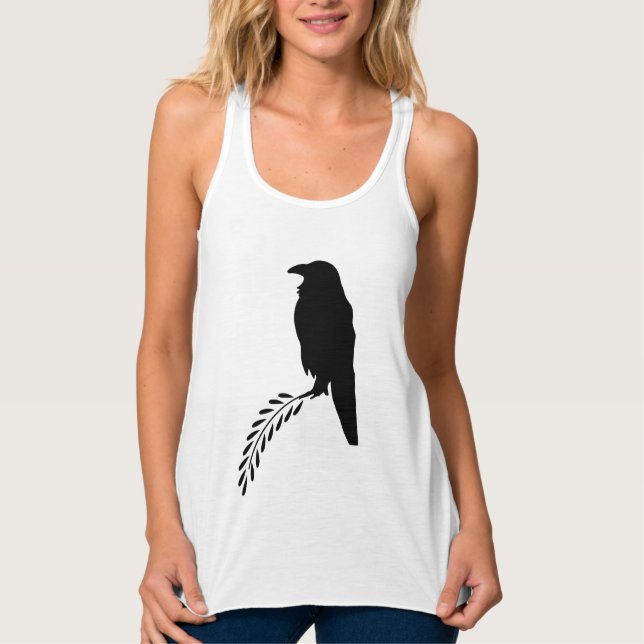 Black Silhouette Blackbird  Raven  Tank Top (Front)