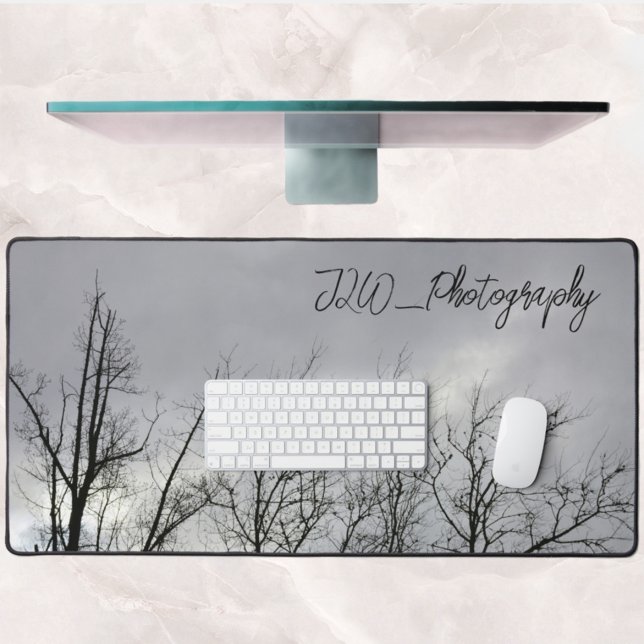 Black Silhouette Branches Gray Sky Photographic Desk Mat (Creator Uploaded)