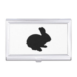 Black Silhouette Bunny Business Card Holder