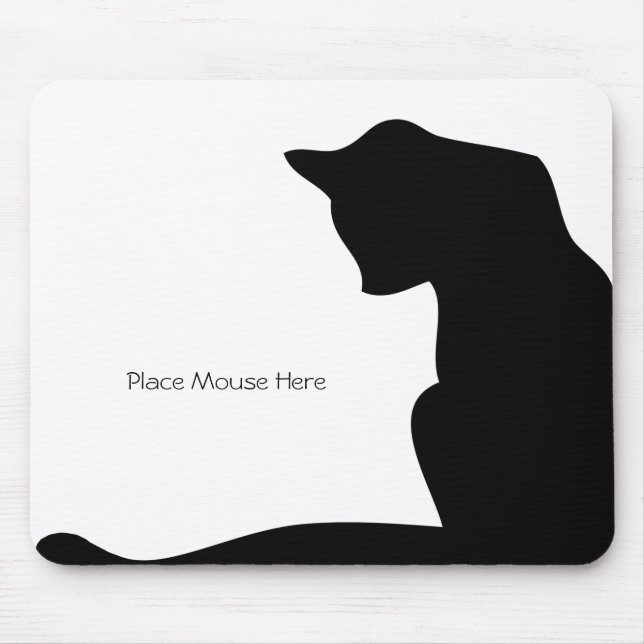 Black Silhouette Cat - Place Mouse Here Pad (Front)