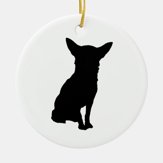 BLACK SILHOUETTE CHIHUAHUA CERAMIC ORNAMENT (Front)