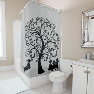 Black Silhouette Dachshund Shower Curtain