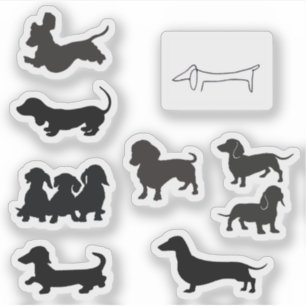Black Silhouette Dachshund Sticker