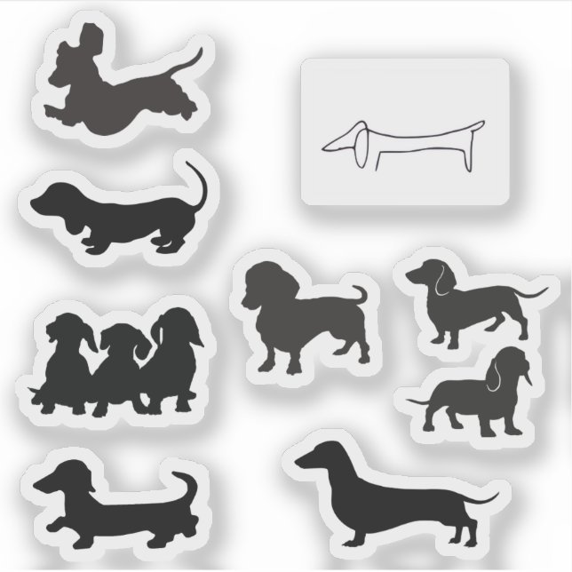 Black Silhouette Dachshund Sticker (Front)