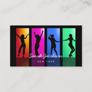 Black Silhouette Dancer Hip Hop Rainbow Business Card