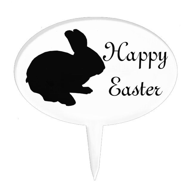 Black Silhouette Easter Bunny Cake Pick (Front)