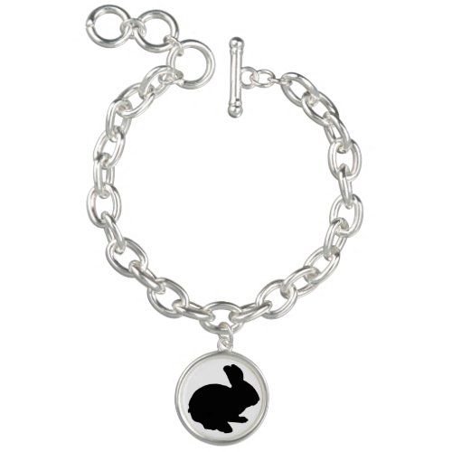 Black Silhouette Easter Bunny Charm Bracelet