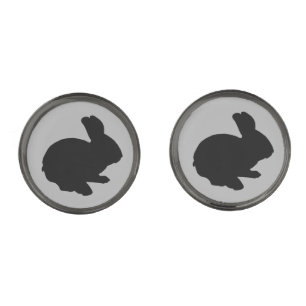 Black Silhouette Easter Bunny Cufflinks