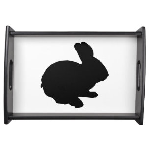 Black Silhouette Easter Bunny Serving Tray