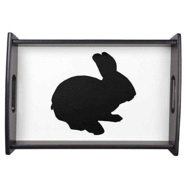 Black Silhouette Easter Bunny Serving Tray (Front)
