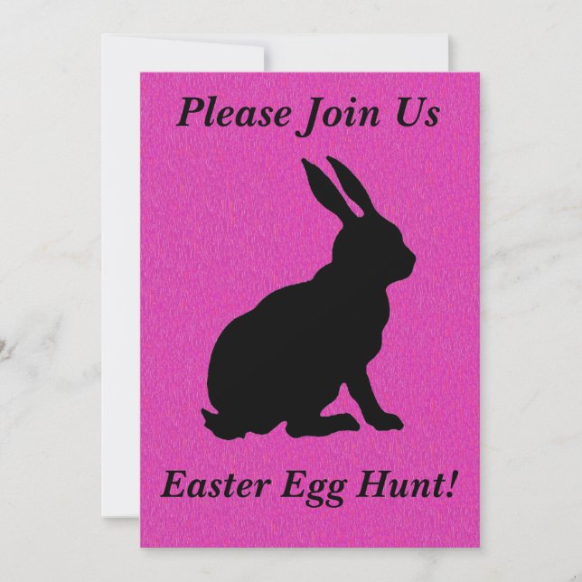 Black Silhouette Easter Rabbit Bright Hot Pink Invitation (Front)