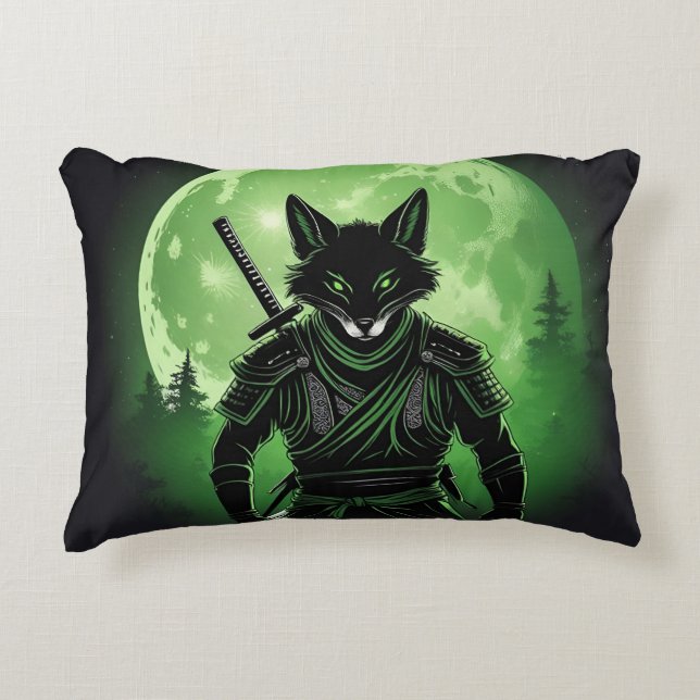 Black Silhouette Fox Accent Pillow (Front)