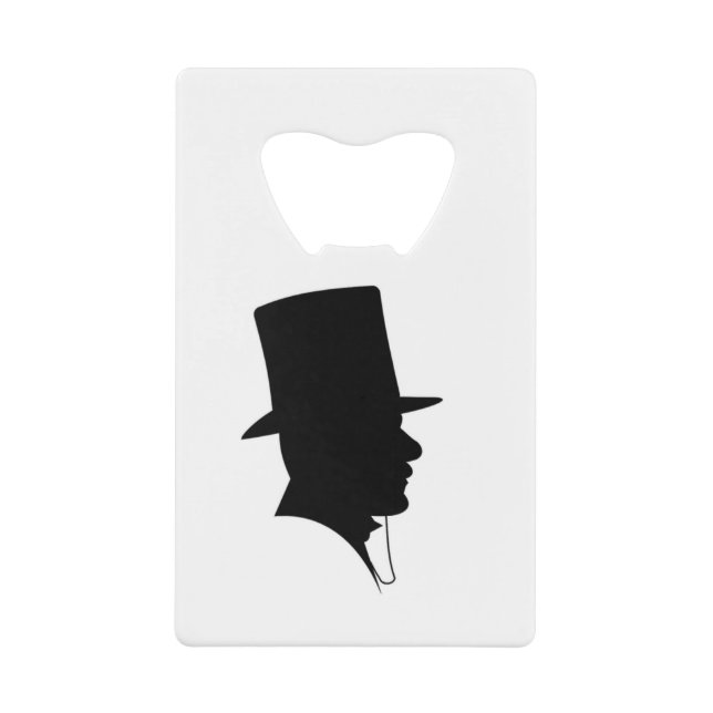 Black silhouette gentleman credit card bottle opener (Front)