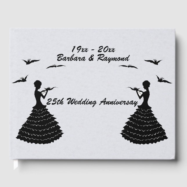 Black Silhouette Gray Lady Love Letter Anniversary Guest Book (Front)