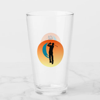 Black Silhouette Image of a Golfer Glass