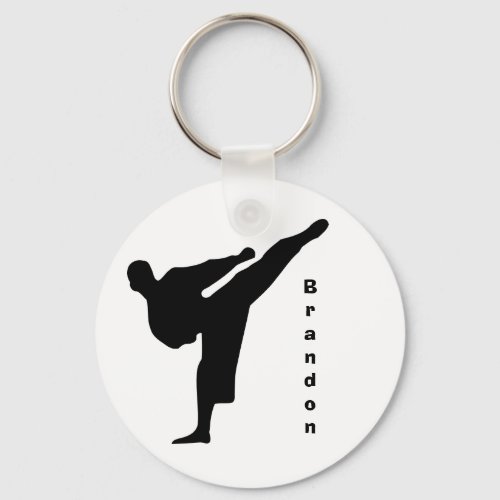 Black Silhouette Karate Keychain