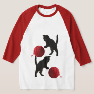 Black Silhouette Kitty, with red wool Ball T-Shirt